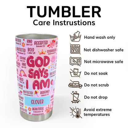 God Says I Am | Personalized Stainless Steel Tumbler For Kids JSSSTH881