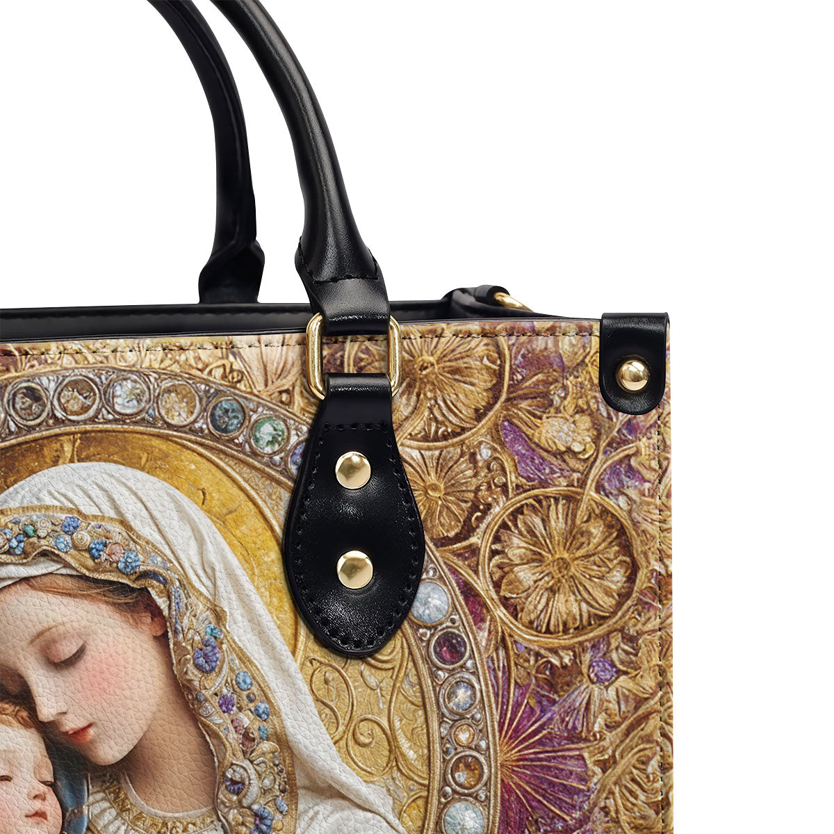 Divine Madonna And Child | Leather Handbag