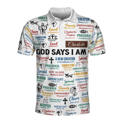 God Says I Am | Personalized Polo Shirt