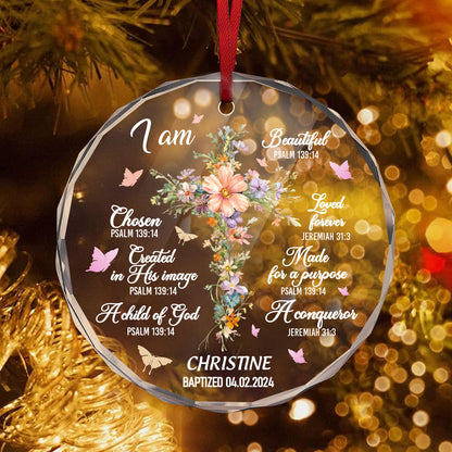 Unique Baptism Ornament For Newborn Baby | Personalized 1-Side Round Glass Ornament JSURGOPHLPA1758TA