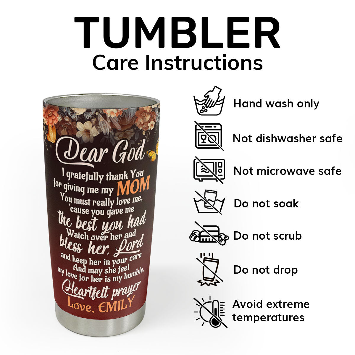 A Prayer For My Mom | Personalized Stainless Steel Tumbler
