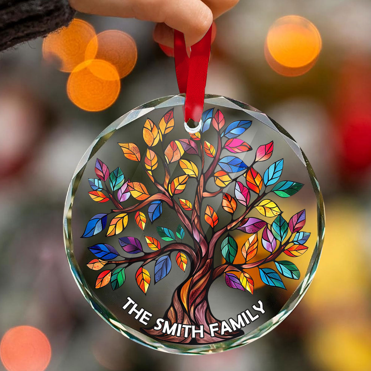 Family Tree Of Life | Personalized 1-Side Round Glass Ornament JSURGOPHLL2717TA