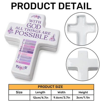 With God All Things Are Possible | Personalized Cross Jewelry Box