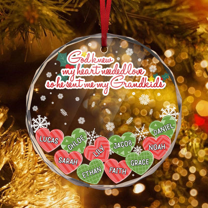 God Knew My Heart Needed Love | Personalized 1-Side Round Glass Ornament JSURGOPHLPA1651M