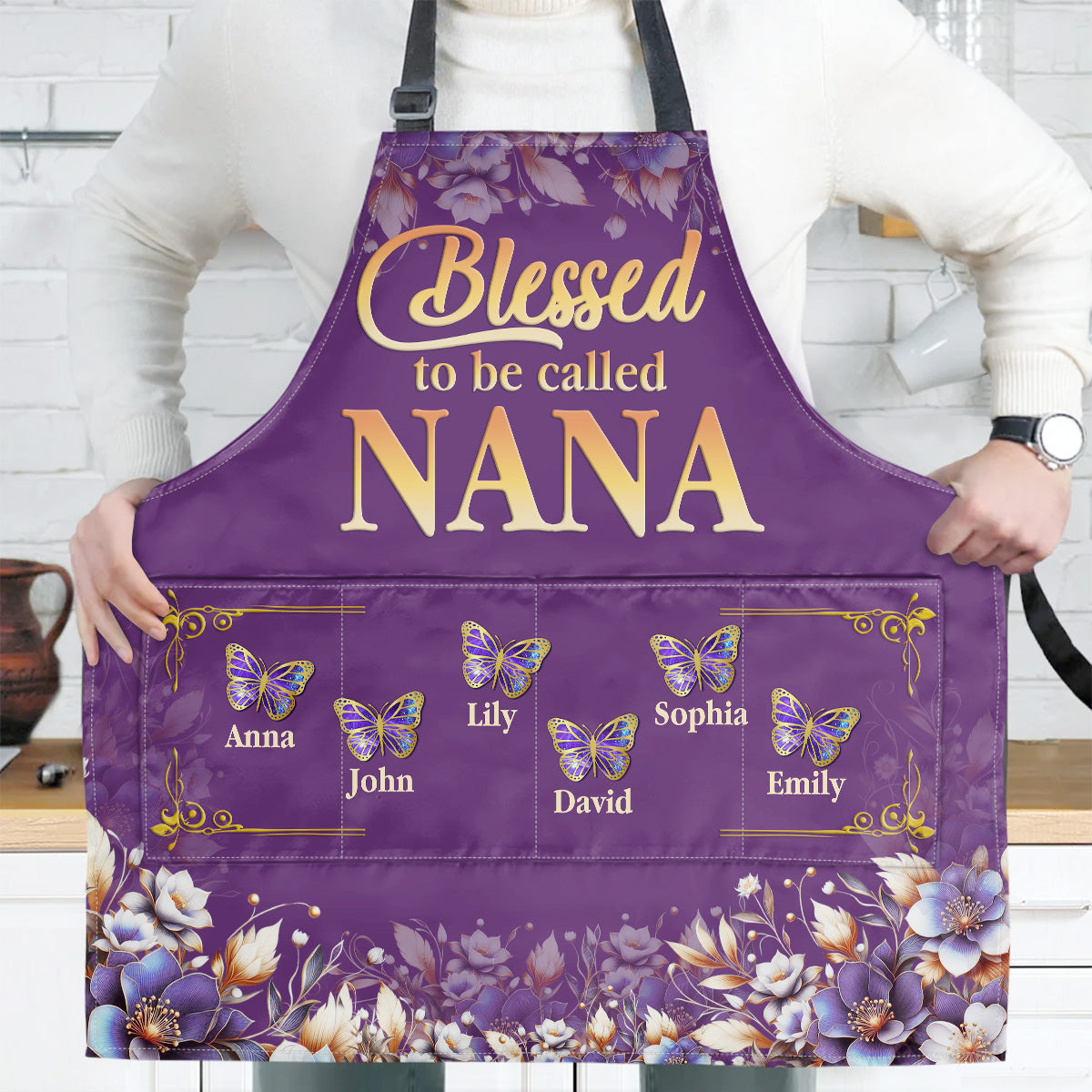 Blessed To Be Called Nana | Personalized Apron With Pocket