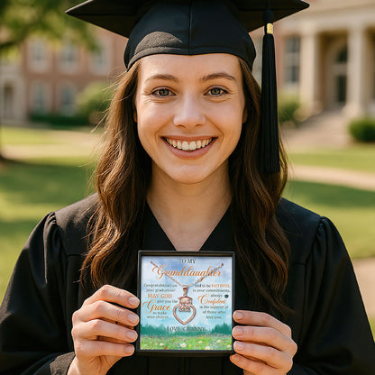 May God Give You The Grace | Personalized Grad Cap Heart Necklace With Box&Card