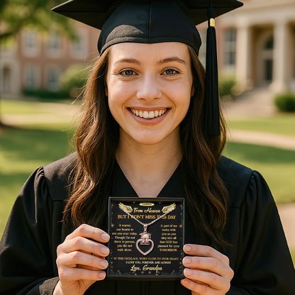 I Am In Heaven  | Personalized Grad Cap Heart Necklace With Box&Card