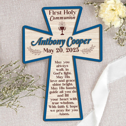 May You Always Walk In God’s Light | Personalized Wood Cross