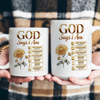 God Says I Am | Personalized Ceramic Coffee Mug