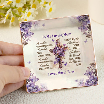 To My Loving Mom | Personalized Ceramic Ring Dish Square
