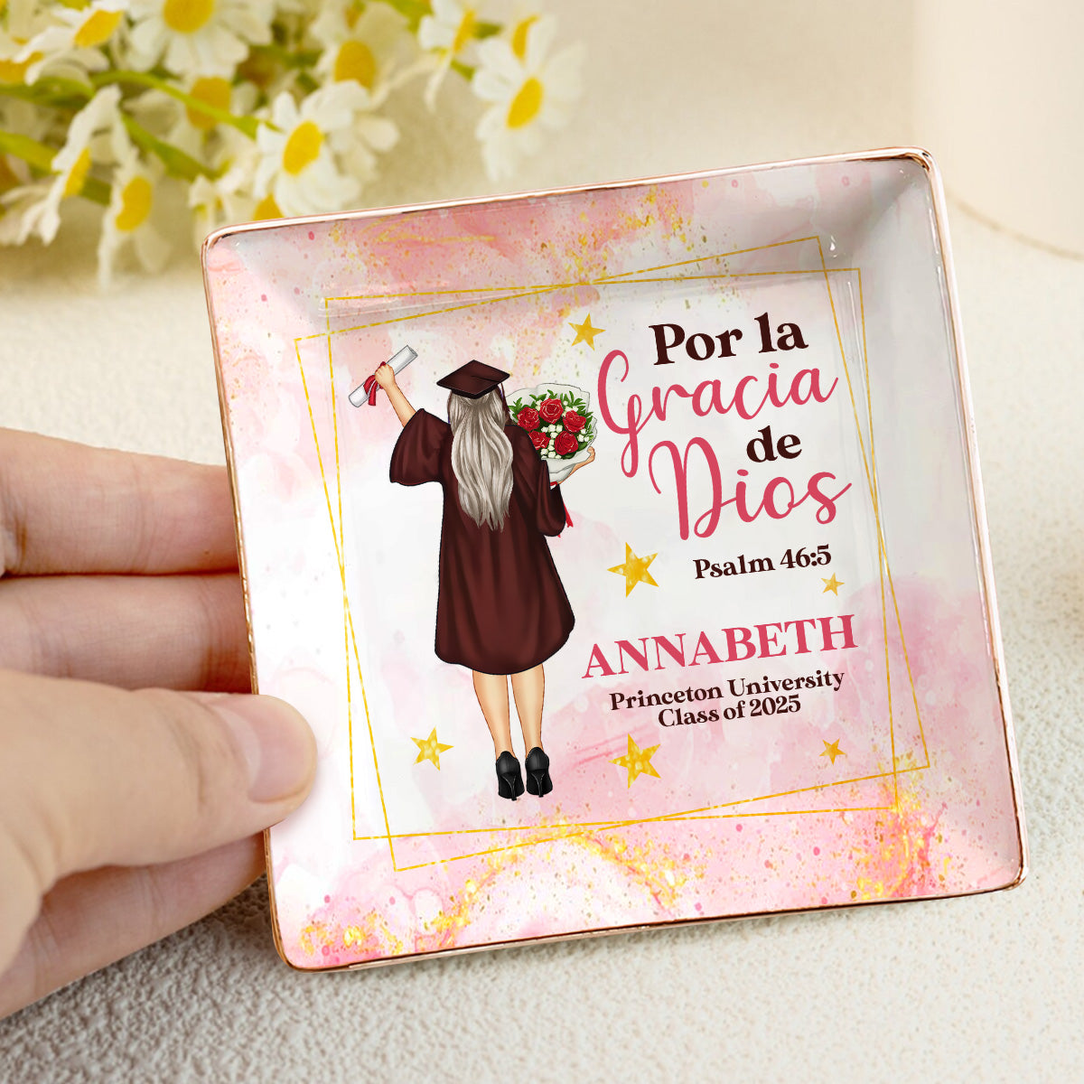 By The Grace Of God | Personalized Ceramic Ring Dish Square