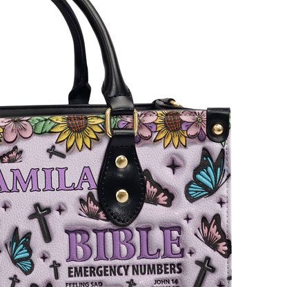Bible Emergency Numbers | Personalized Leather Handbag JSLHBHA14