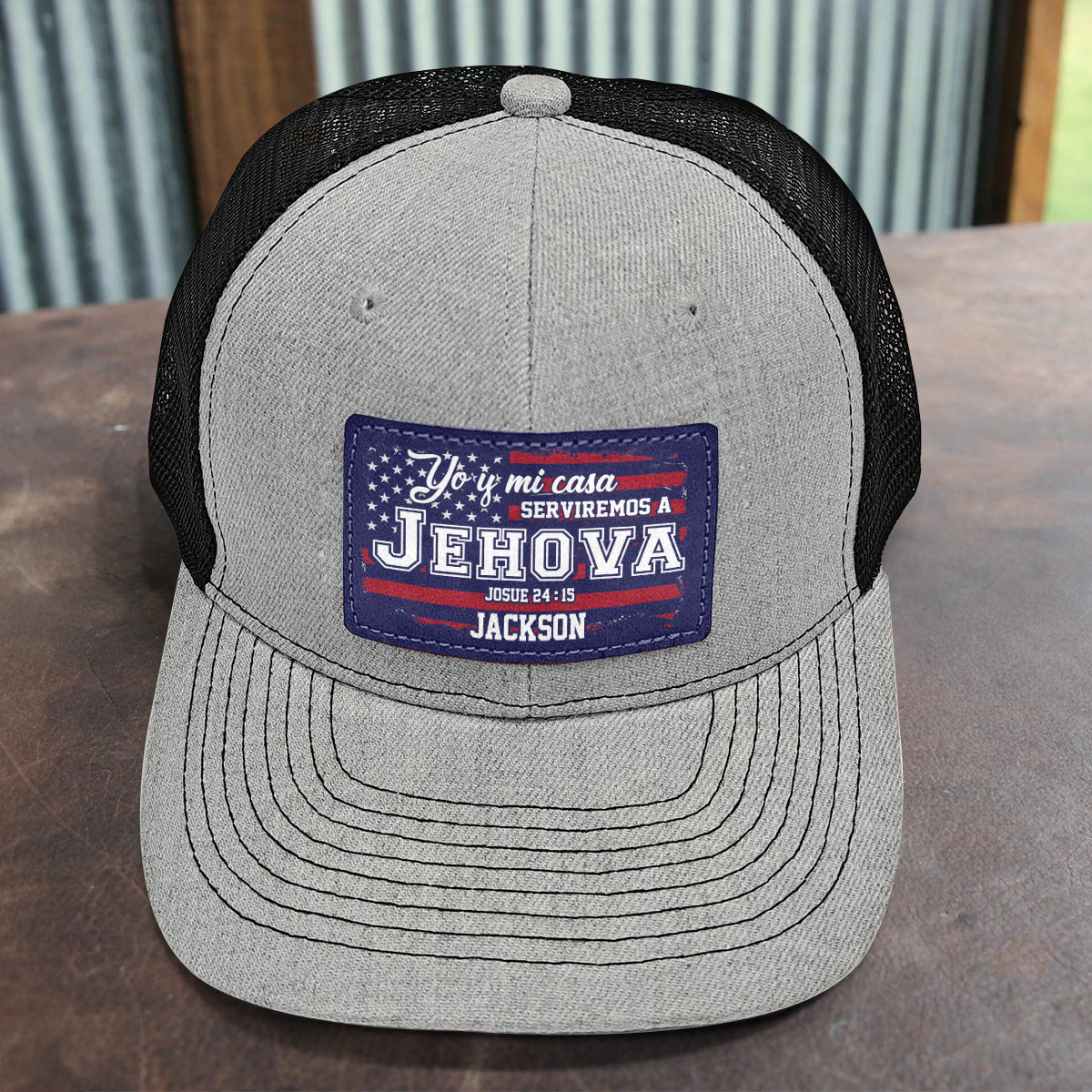 Yo Y Mi Casa Serviremos A Jehova | Personalized Leather Patch Hat