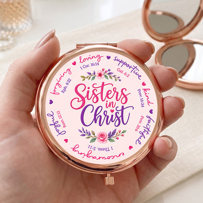 Sisters in Christ | Personalized Circle Metallic Mirror