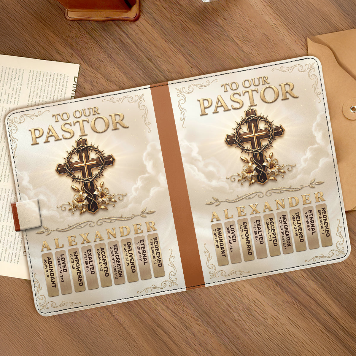 To Our Pastor For Having The Heart Of A Servant Leader | Personalized Leather Notebook & Pen Set