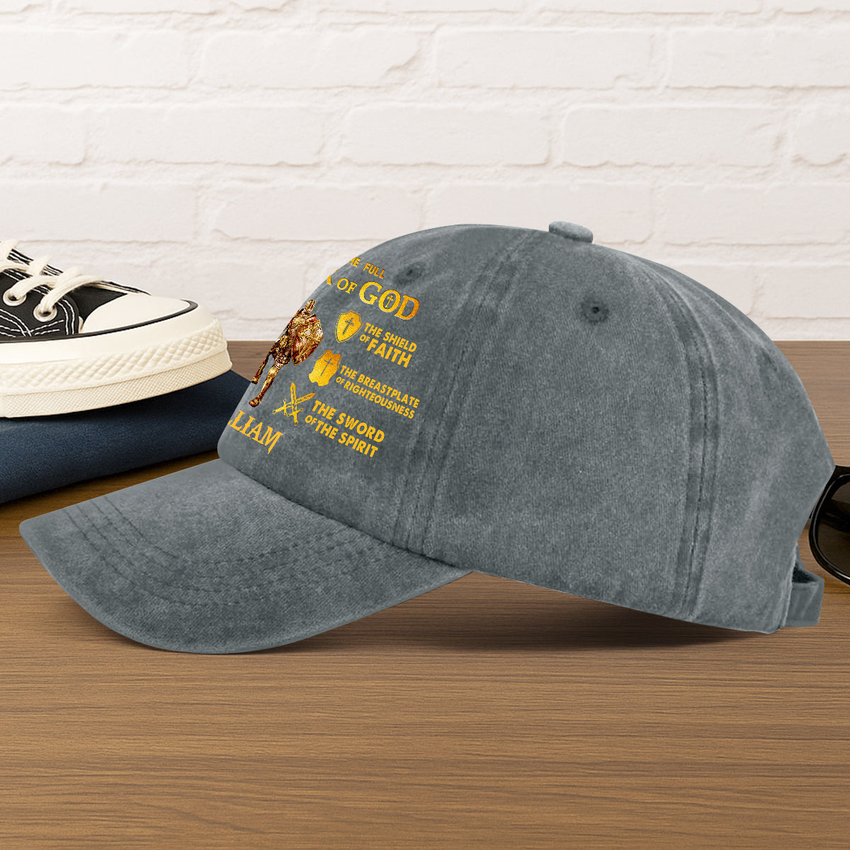Armor Of God  | Personalized Vintage Washed Denim Cap