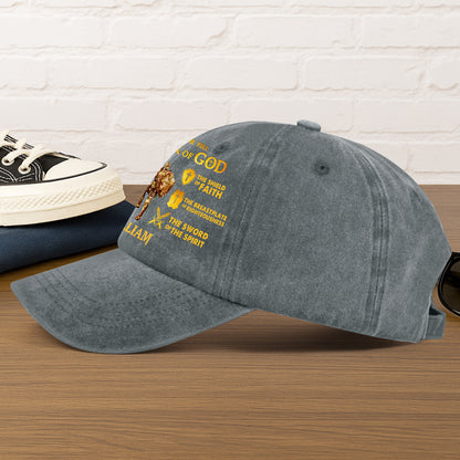 Armor Of God  | Personalized Vintage Washed Denim Cap