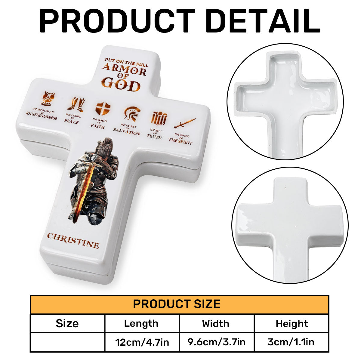 Put On The Full Armor Of God | Personalized Cross Jewelry Box