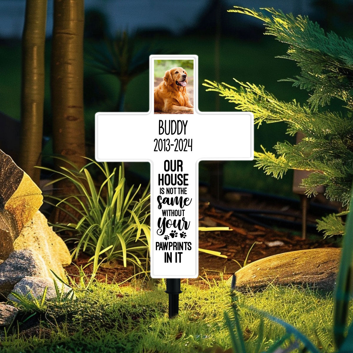 Jesuspirit Personalized Solar Powered Lighted White Cross | Memorial Quotes For Beloved Pets SPLWCH10-15
