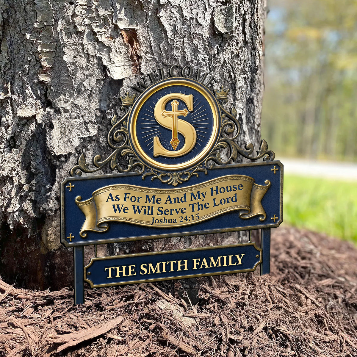 As For Me And My House We Will Serve The Lord | Personalized Metal Garden Stake