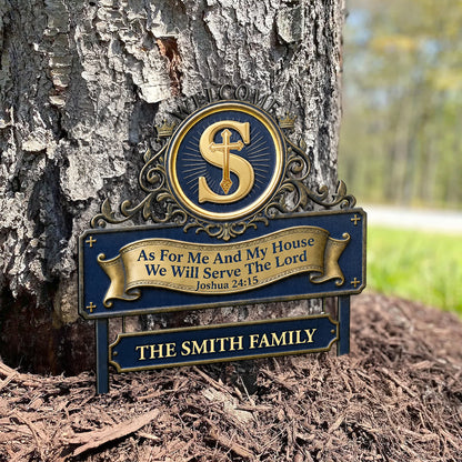 As For Me And My House We Will Serve The Lord | Personalized Metal Garden Stake