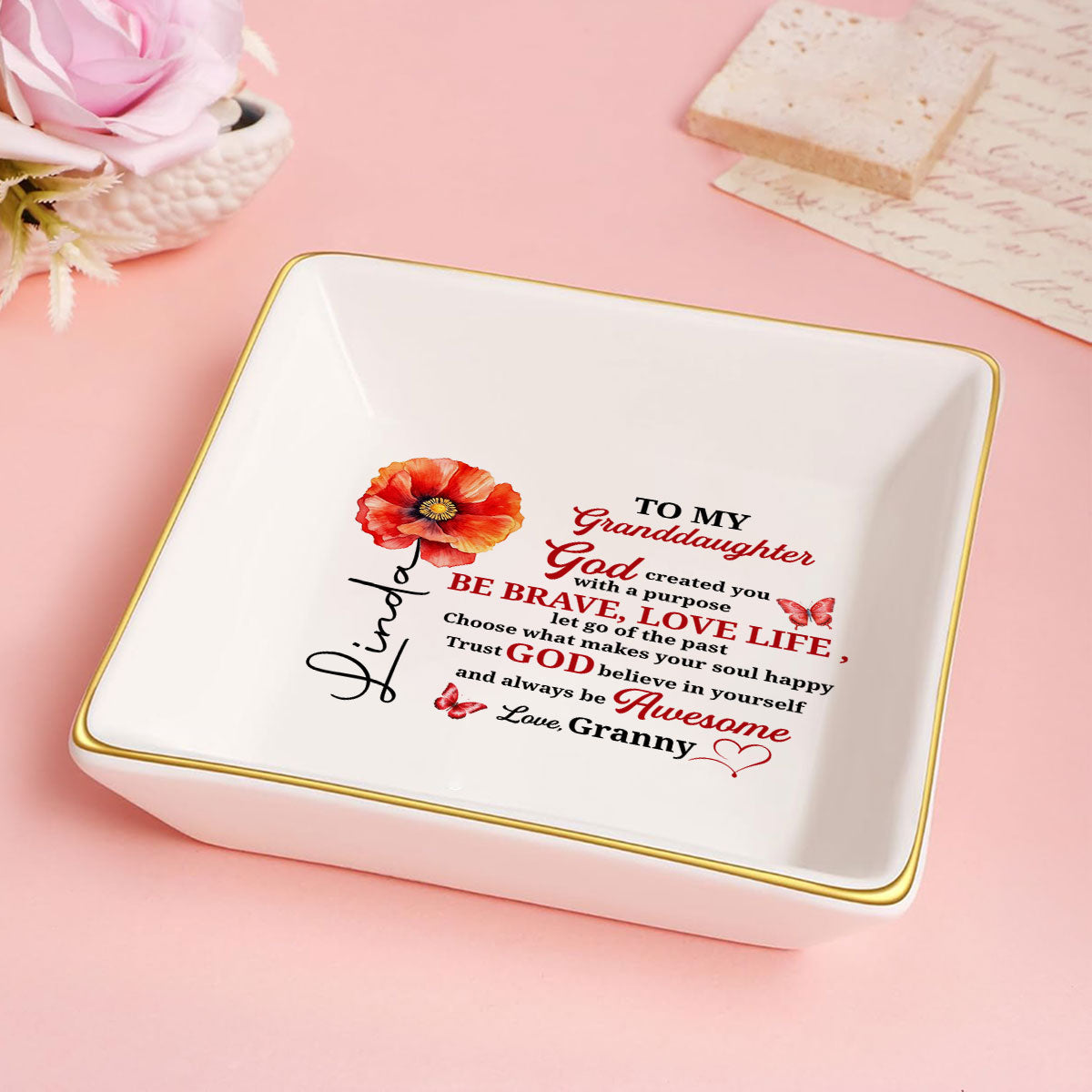 To My Daughter | Personalized Square Shaped Jewelry Dish