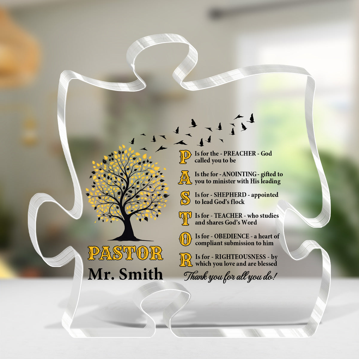 Pastor  | Personalized Custom Shaped Squared Acrylic Plaque