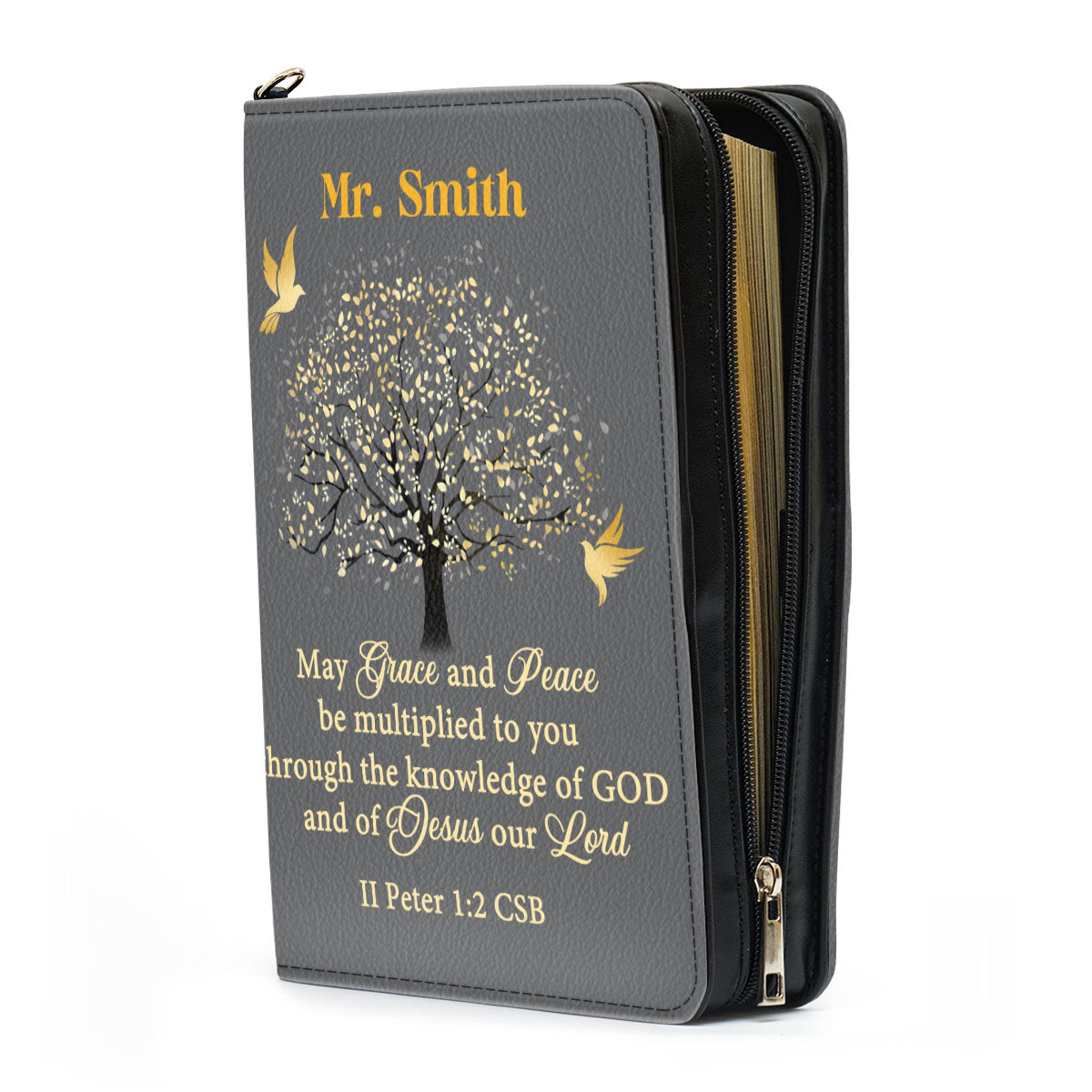 Jesuspirit | Grace And Peace | Personalized Zippered Bible Cover With Handle | Christian Inspirational Gifts For Pastor BCNAM1003B