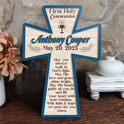 May You Always Walk In God’s Light | Personalized Wood Cross