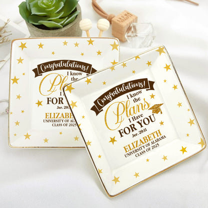 I Know The Plans I Have For You | Personalized Ceramic Ring Dish Square