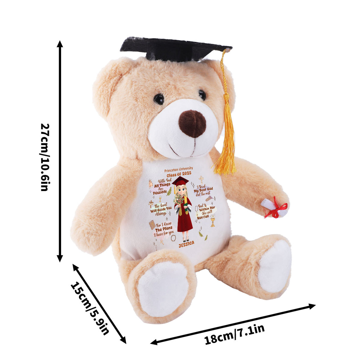 With God All Things Are Possible | Personalized Graduation Teddy Bear