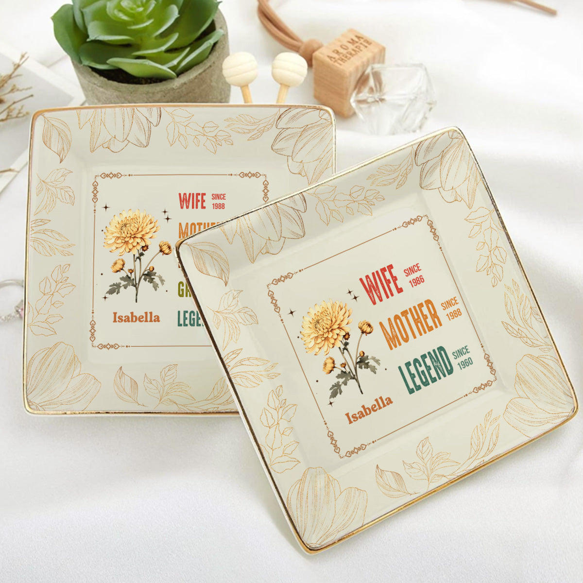 To My Loving Mom | Personalized Ceramic Ring Dish Square