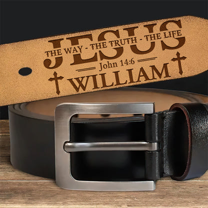 Jesus The Way The Truth The Life | Personalized Engraved Leather Belt