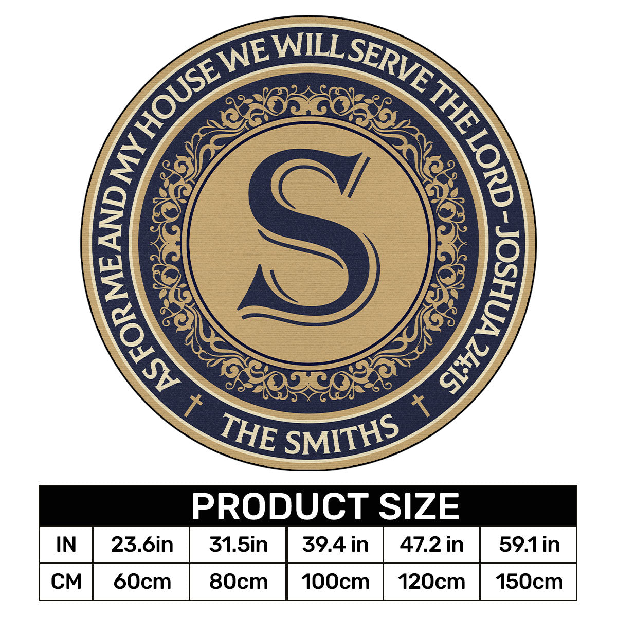 As For Me And My House We Will Serve The Lord | Personalized Round Rug