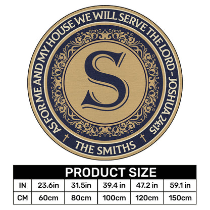 As For Me And My House We Will Serve The Lord | Personalized Round Rug