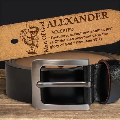 Man Of God | Personalized Engraved Leather Belt