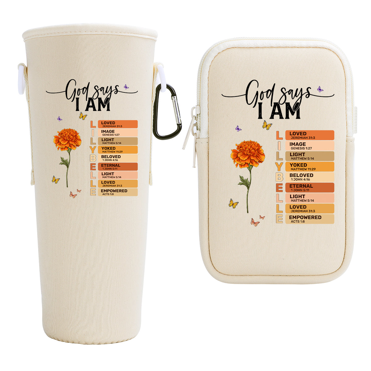 God Says I Am | Personalized Tumbler Holder Bag
