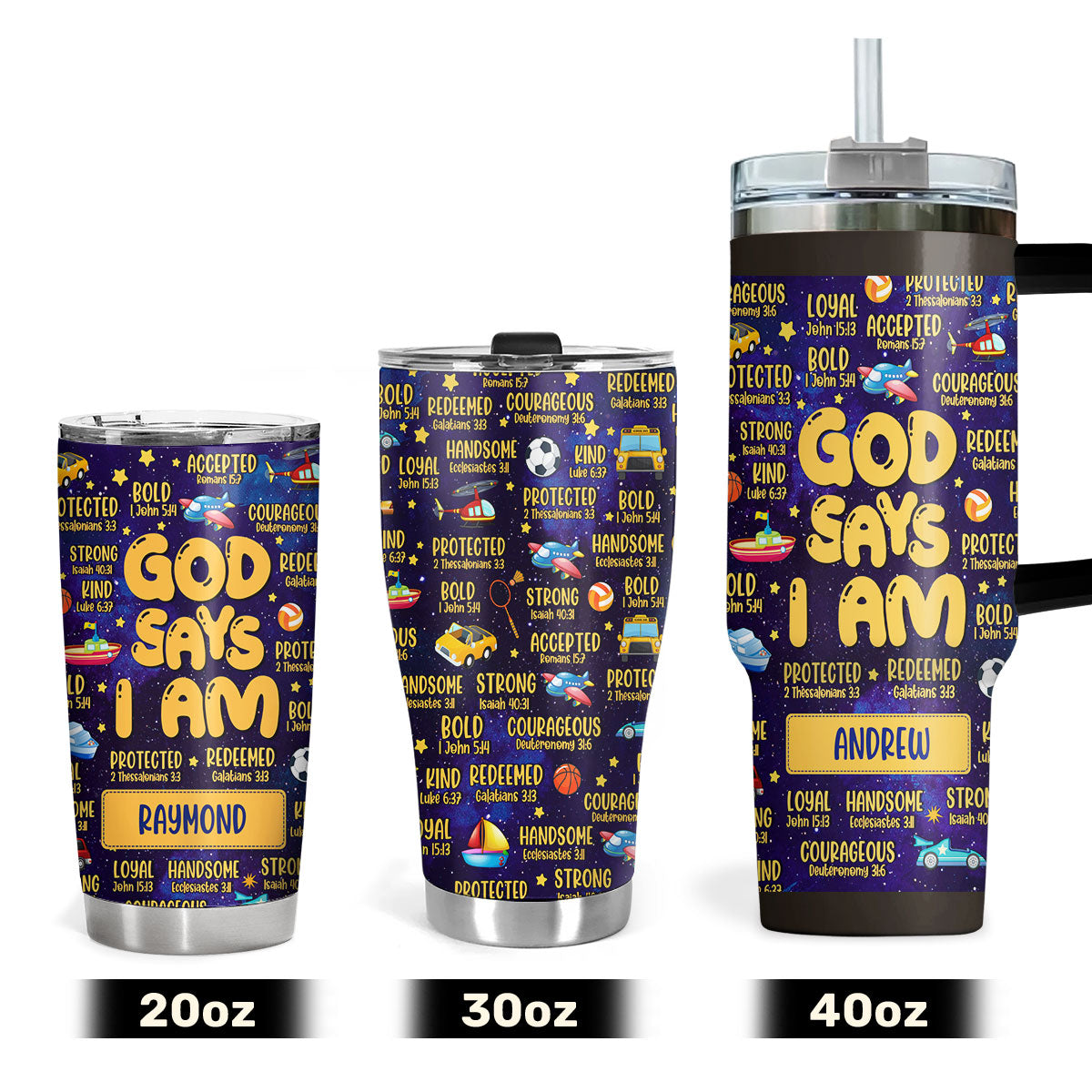 God Says I Am | Personalized Stainless Steel Tumbler For Kids JSSSTH881