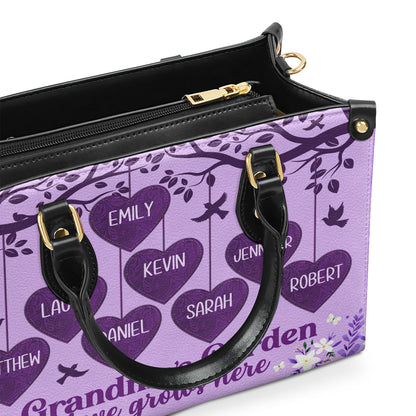 Grandma's Garden Love Grows Here | Personalized Leather Handbag