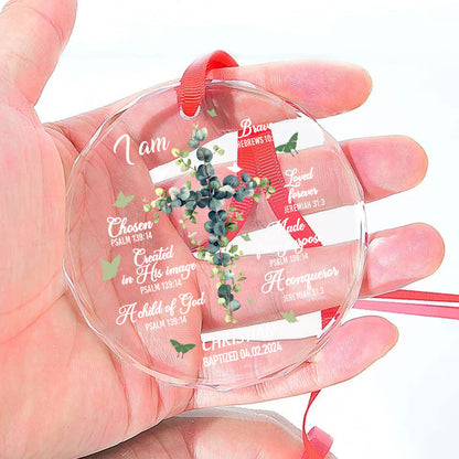 Unique Baptism Ornament For Newborn Baby | Personalized 1-Side Round Glass Ornament JSURGOPHLPA1758TA