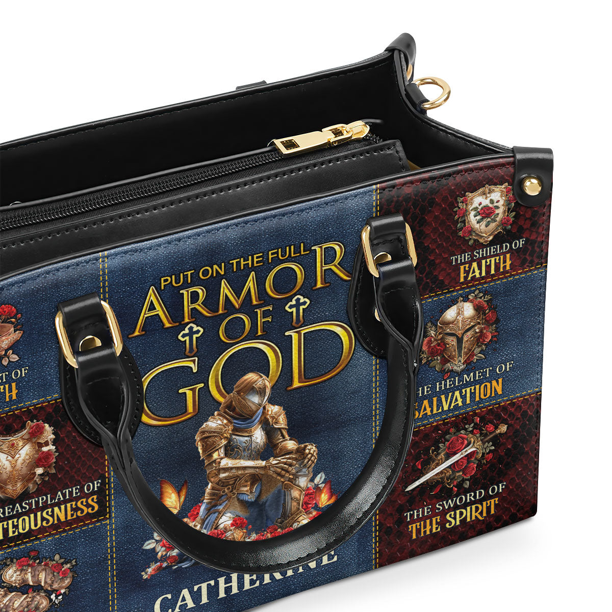 Jesuspirit | Personalized Leather Handbag With Zipper | Armor Of God LHBM797
