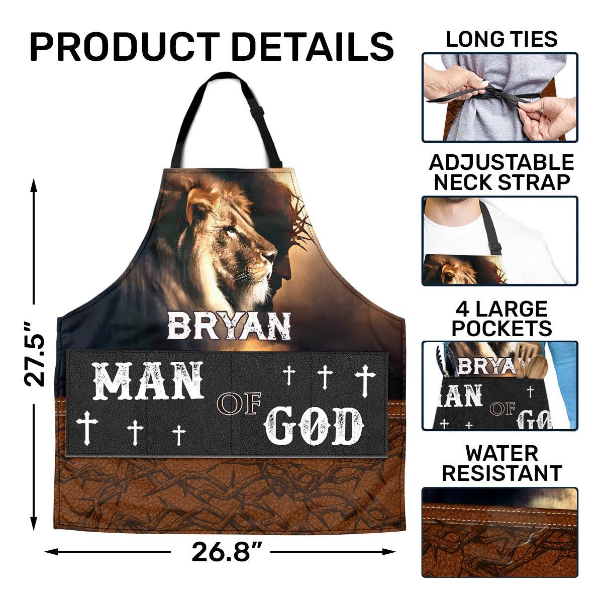 Man Of God | Personalized Apron With Pocket