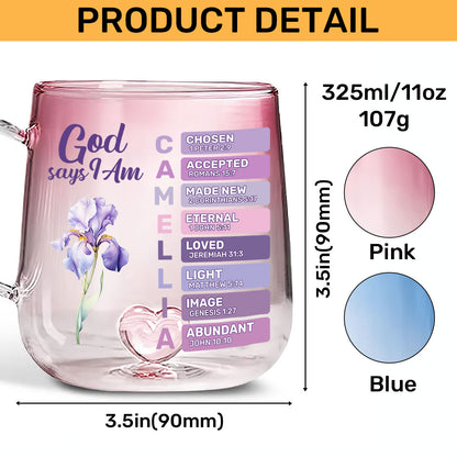 God Says I Am | Personalized Gradient Glass Mug