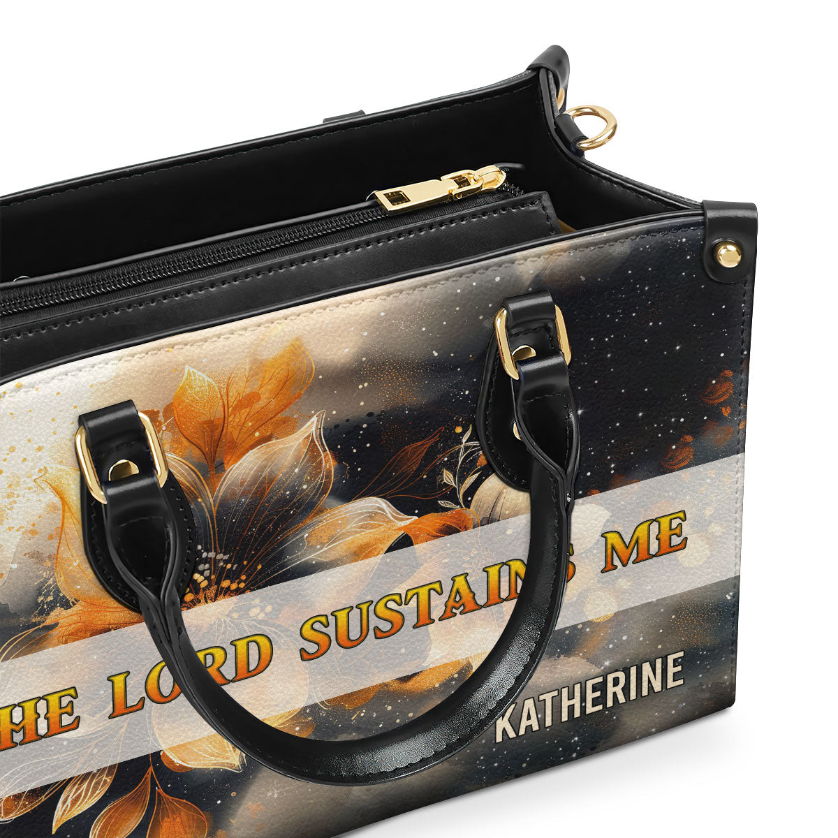 Jesuspirit | Personalized Leather Handbag With Zipper | The Lord Sustains Me LHBM783