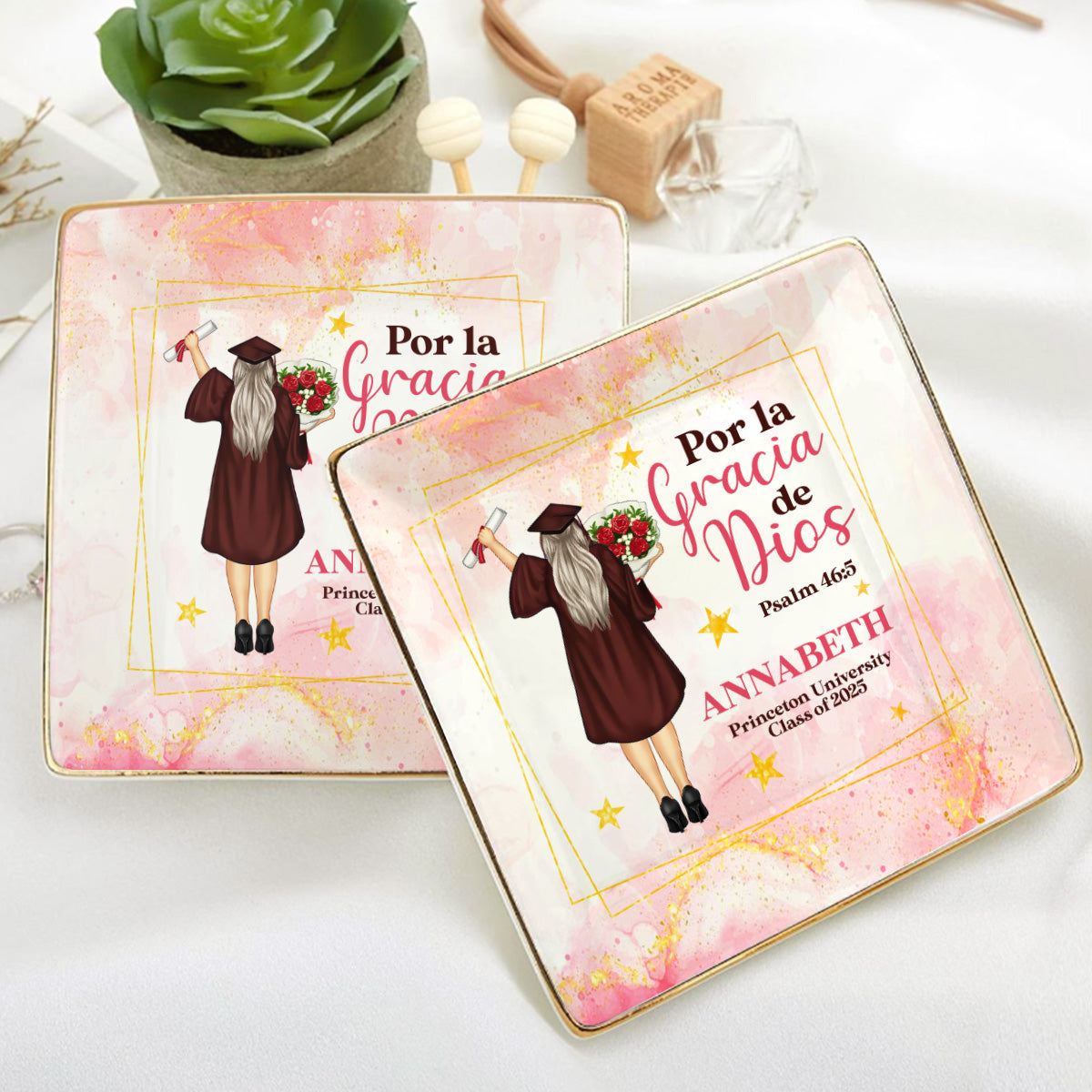By The Grace Of God | Personalized Ceramic Ring Dish Square