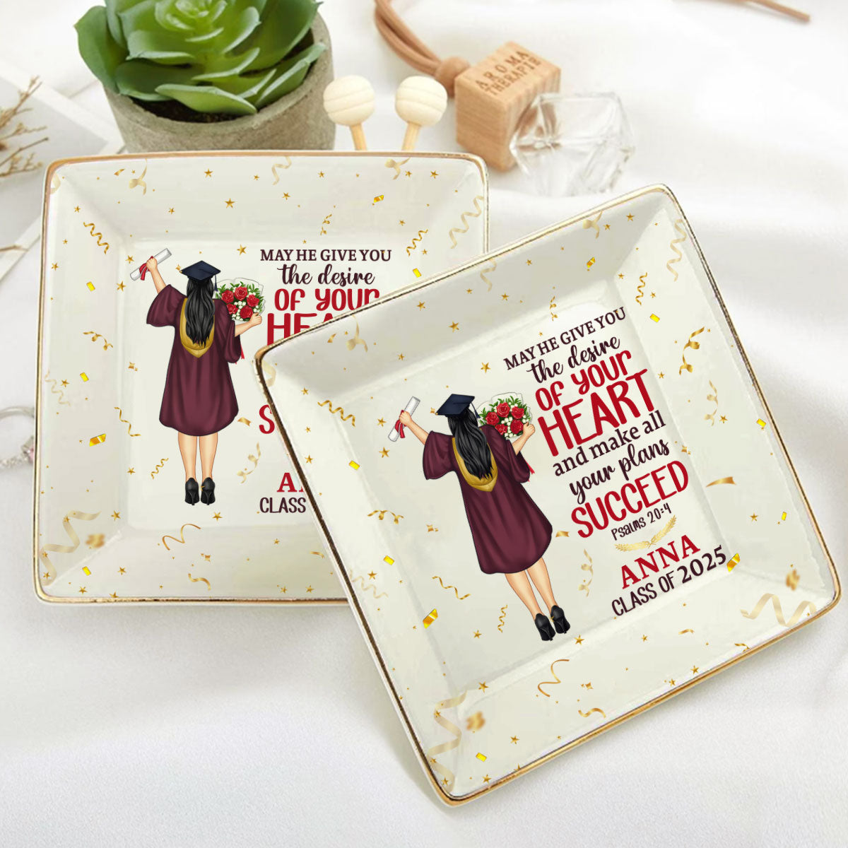 The Desire Of Your Heart | Personalized Ceramic Ring Dish Square