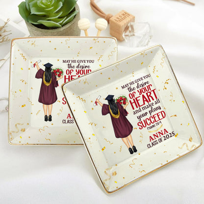 The Desire Of Your Heart | Personalized Ceramic Ring Dish Square