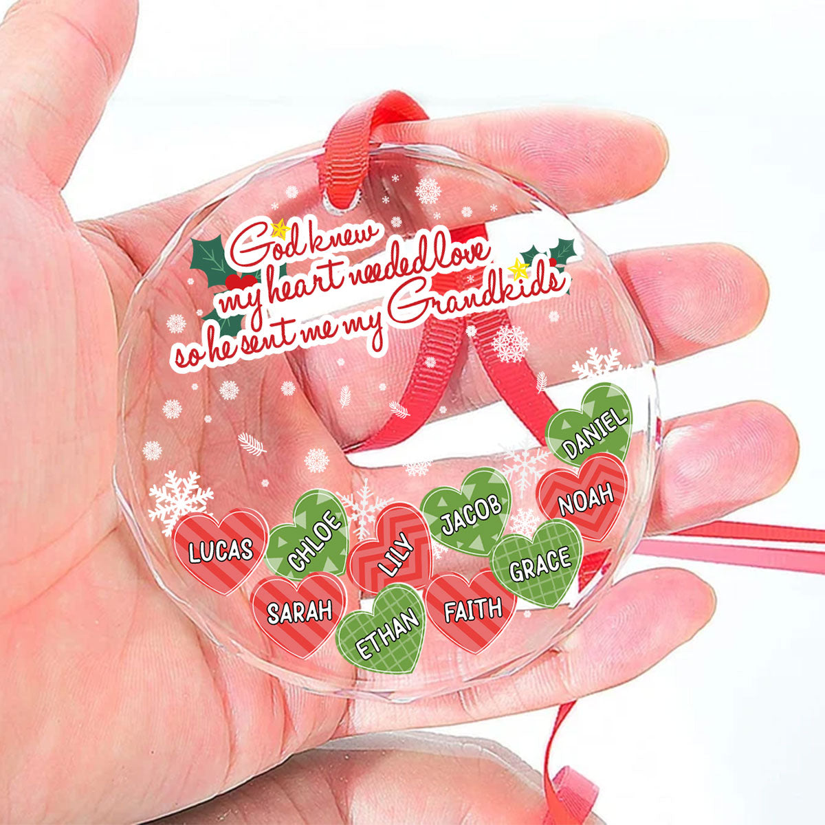 God Knew My Heart Needed Love | Personalized 1-Side Round Glass Ornament JSURGOPHLPA1651M