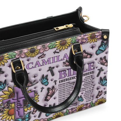 Bible Emergency Numbers | Personalized Leather Handbag JSLHBHA14