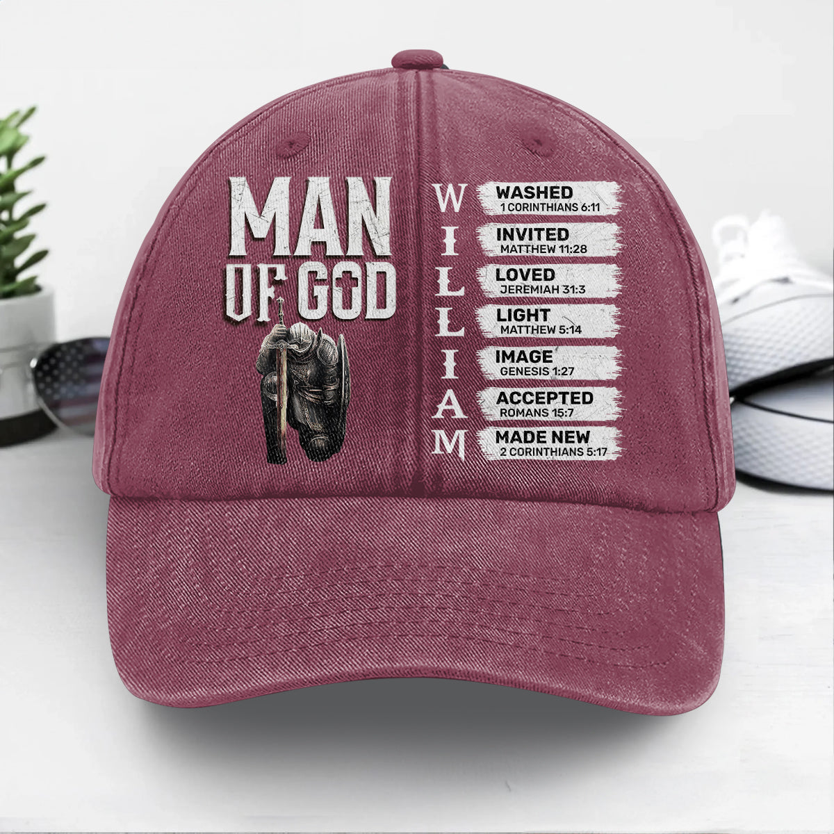 Man Of God | Personalized Vintage Washed Denim Cap